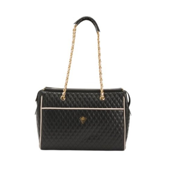 VALENTINO ORLANDI Made In Italy Leather Quilted Tote With Contrast Piping - Picture 1 of 4